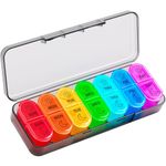 Betife Weekly Pill Organizer 2 Times a Day, 7 Day Pill Box AM PM, Portable Travel Pill Case, Daily Pill Container Day and Night, Medicine Organizer for Medication, Vitamin or Supplement（Black）