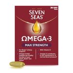 Seven Seas Omega-3 Fish Oil, Max Strength with Omega 3 and Vitamin D for Brain² and Body, 30 Capsules