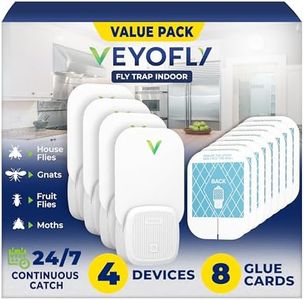 VEYOFLY Fly Trap Indoor, Fruit Fly Traps for Indoors, (4 Device + 12 Refills) Gnat Traps for House Indoor, Fly Catcher Indoor, Plug in Light Flying Insect Trap, Bug Light Killer, Fly Trap