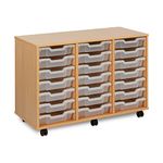 Monarch Mobile School Shallow Tray Storage Unit 24 Clear Trays Beech MEQ4W-CLEAR