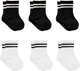 Baby Grip Ankle Socks 6 Pairs | Newborn Infant Toddlers Socks Organic Cotton | Kids Boys Girls Ankle Sock (as1, age, 12_months, 24_months, Black (Striped))