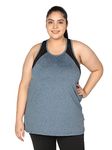 CHKOKKO Women Plus Size Gym Tank Tops Sleeveless Sports Vest Blue Melange XL