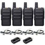 Retevis RT19 Walkie Talkies with Earpieces, VOX Handsfree,1300 mAh Large Battery,Portable FRS 2 Way Radios Long Range with Headset,Two Way Radio for Family Outdoor Restaurants Retail Stores (4 Pack)