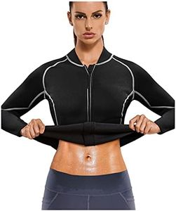 Gotoly Women's Neoprene Sauna Vest with Sleeves Gym Hot Sweat Suit Weight Loss, Black-long Sleeve, Medium