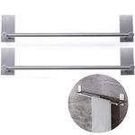 Adhesive Towel Bar 304 Stainless Steel Sticky Towel Holder Kitchen Storage Organizer Bar 17.32" Shelf Utensil Stick on Hanger Rustproof Wall Mount Towel Rack Towel Rail（2Pack