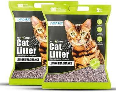 PETOSKA Activated Cat Litter- 10Kg | Lemon Fragrance | Scoopable Bentonite Clay Cat Litter | Advanced Clumping Scented Litter Sand | 99.9% Dust Free | Natural | Odour Control Pack of 2