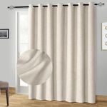 100% Blackout Curtains Extra Wide Blackout Curtains 100 Inch Patio Door Curtains Linen Blackout Curtain Burlap Curtains for Sliding Glass Door(W100 x L84 1 Panel, Butter Cream)