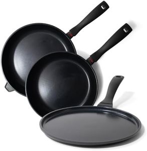 Alva Energy 3 Pieces Frying Pan Set Nonstick Ceramic Pans with Even Heat Distribution, Ergonomic Handles, Easy Cleanup, Ideal for Everyday Cooking and Meal Preparations, Non Toxic PFAS/PFOA/PTFE Free