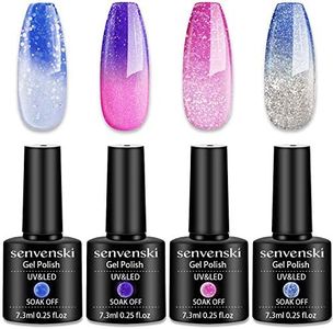 senvenski Color Changing Gel Nail Polish Blue Pink Purple Glitter Mood Chameleon Thermal Temperature Gift Set UV LED Art Manicure Varnish (WB001)