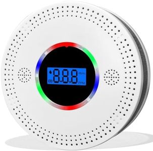 Smoke Alarm and Carbon Monoxide Detector, Smoke Alarm and CO Alarms Battery Powered with LCD Digital Display and Sound Alarm, EN 50291 CO Monitor for Home Safety