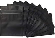 100 Pack Smell Proof Bags - 3 x 4 Inch Resealable Mylar Bags Foil Pouch Bag Flat Bag Matte Black