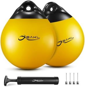 OBAKL Pair of Vinyl Boat Buoy Balls, 11.4 x 13.8 Inches Round Boat fenders Ball for Boat Mooring Buoys, Anchor Float Buoy and Mooring Fender(Yellow)