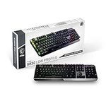 MSI Vigor GK50 Low Profile Mechanical Gaming Keyboard (UK Layout) - Kailh Choc White Low Profile Switches (Clicky), Ergonomic Keycaps, Anti-slip Base, Per-key RGB Mystic Light, USB 2.0 - Full-Sized