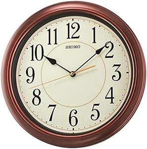 Seiko 13 Inch Numbered Wood Finish Wall Clock,Brown