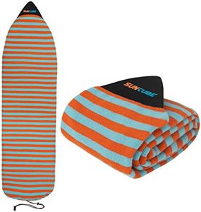 SUN CUBE Surfboard Sock Cover, Protective Surf Bag for Surfing Board, Light Stretchy Surfbag Sleeve for Funboard, Hybrid (7'0'', Black White)