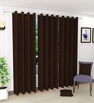 Decorvilla Blackout Faux Silk Superior 2 Piece Plain Solid Grommet Curtains Window Curtains, 5 Feet, Brown