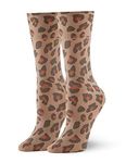 HUE Women's Leopard Dress and Trouser Socks, Cashew, One Size