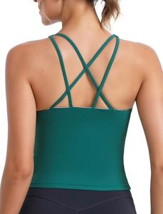 RUNNING GIRL Workout Tank Tops with Built in Bras for Women,Criss-Cross Back Medium Support Sports Bras for Women, Dark Green, Large
