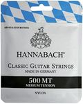 Hannabach, Strings for Classic Guitar Set Medium Tension, trebles, Basses: Nylon Filament with Braided Silver-Plated Copper Wire, 500MT