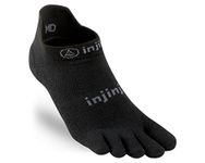 Injinji 2 Men's Run Original Weight No Show Toe Socks, Black, Medium