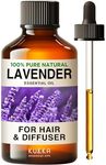 Kukka Lavender Essential Oil for Diffuser, Skin & Hair (118ml) - 100% Pure Natural Aromatherapy Lavender Oil for Relaxation, Nourishment & Topical Uses - Therapeutic Grade with Glass Dropper