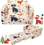 Truwelby Toddler Couch Kids Sofa Children's 2 in 1 Convertible Sofa to Lounger - Extra Soft Flip Open Chair & Sleeper (Cute Puppy)