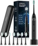 Electric Toothbrush for Adults and Kids Operan Sonic Rechargeable Toothbrush with 5 Modes 2-Min Smart Timer IPX7 Waterproof 40,000 VPM Motor with 8 Brush Heads & Travel Case Black