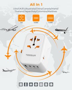 TESSAN 65W Universal Travel Adapter – 4 USB-C, 1 USB-A, Worldwide Plug