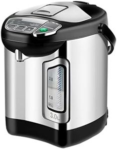 NutriChefKitchen Electric Water Boiler and Warmer - 3L/3.17 Qt Stainless Steel Electric Hot Water Dispenser w/Rotating Base, Auto Shut Off, Safety Lock, Instant Heating for Coffee & Tea (NCHUB13)