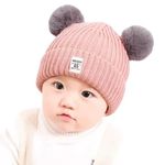 Baby Boys Girls Winter Knit Cap Hat Soft Fleece Velvet Fur Ear Flap Woolen Hat | Skull Beanie Unisex Kids Winter Hat(Pink)