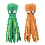 CPYOSN Dog Squeaky Toys Octopus - No Stuffing Crinkle Plush Dog Toys for Puppy Teething, Durable Interactive Dog Chew Toys for Small, Medium and Large Dogs Training and Reduce Boredom, 2 Pack