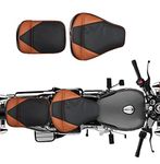 Pure Biking Black & Tan Extra Comfort Seat Cover with Back Rest Foam Combo Set for RE Classic 350/500cc