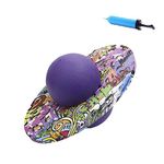 ITODA Thicken Balance Jump Board Ball Hopper Fitness Ball Pogo Jumping Exercise Bouncing Ball Hopping Toy Explosion-proof Jumping Ball Platform Fitness Ball for Kids Adults (Purple(colorful plate))