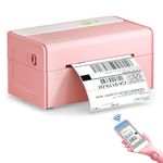 JADENS Bluetooth Thermal Label Printer -Wireless Label Printer -Shipping Label Printer for Small Business, Compatible with USPS, Etsy, Ebay, Works with Windows, iPhone, iPad, 4x6, Pink