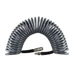 aunstarwei Air Compressor Hose Polyurethane(PU) Recoil Grey with 1/4" Europe Quick Coupler and Plug Fittings, 10m Length