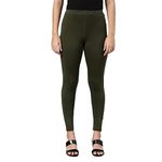 GO COLORS Womens Slim Fit Cotton Ankle Length Leggings - Tall (Dark Olive_XL)