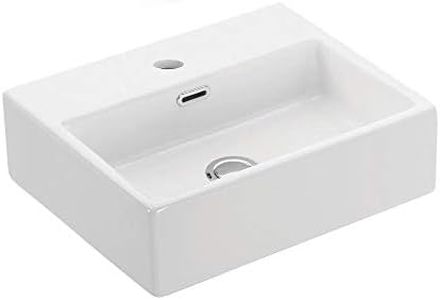 WS Bath Collections Quattro 40.01 Ceramic Above Counter/Wall Mount Rectangular Bathroom Sink, 16.9'' L x 14.4'' W x 5.5'' H, White