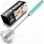 Zulay Egg Beater Whisk - Push Whisk for Cooking - Egg Whisk Mixer, Hand Mixer Manual, Automatic Whisk Cooking Tool - Hand Whisk for Kitchen Baking - Aqua Sky