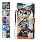 Phone Case for Samsung Galaxy S7 Edge Leather Wallet Flip Cover with Pattern Design Card Holder Slot Silicone Protective for Girls Boys - Cat