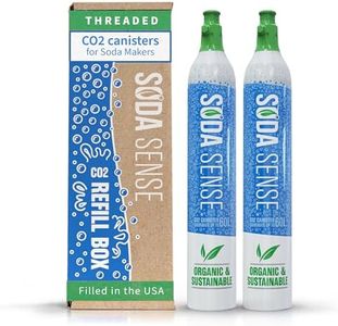 Soda Sense 60L Threaded CO2 2 Pack Canister Refill, Compatible w/All Threaded 'Screw-In' Soda Makers Including SodaStream [Excludes ART, TERRA & DUO]