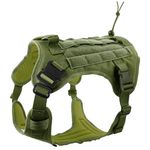 HANK Tactical Dog Harness - No Pull Heavy Duty - 1600D Oxford Nylon - Adjustable Dog Chest Belt - 2 Metal Buckle - Dog Vest for Training, Walking & Outdoor Adventure (Tactical Green, XL - Harness)
