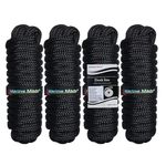 Amarine Made 5/8" x 25 ft Double Braided Nylon Dock Lines, 4 Pack of 7700 lbs Breaking Strength Eyelet: 15 inch Marine Mooring Rope with Loop Boat Dock Lines Working Load Limit:1540 lbs