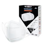 QUARANT N95 Anti Pollution Face Mask with Nose Clip, ISO Certified, FFP2 Masks with 5 Layer Protection (White, Pack of 10) for Unisex