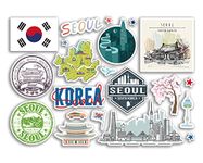 A5 Sticker Sheet Seoul Vinyl Stickers - South Korea Landmarks Holiday Stamp Summer Map Flag Travel City Luggage Scrapbooking #79034