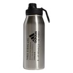 adidas Unisex 1 Liter (32 oz) Metal Water Bottle, Stainless Steel/Black, 33.8 Ounces