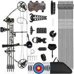 Lanneret Compound Bow and Archery Sets - Right Hand Archery Compound Bows 0-70 lbs Draw Weight Adjustable for Adults and Beginners，25"-31" Draw Length，up to IBO 320 fps，Archery Hunting Bow Set，Camo