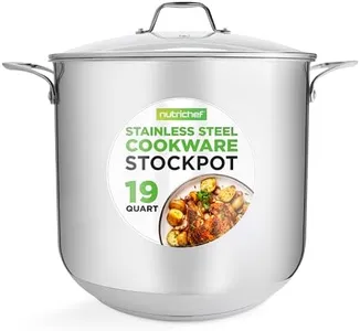 NutriChef 19-Quart Stainless Steel Stock Pot - 18/8 Food Grade Stainless Steel Heavy Duty Induction Large Stock Pot, Stew Pot, Simmering Pot, Soup Pot with See Through Lid, Dishwasher Safe - NCSP20