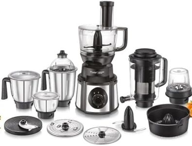 Prestige Endura Pro 1000W Multi Functional Mixer Grinder With Ball Bearing Technology|6 Jars With Food Processing Attachments |14 Different Functionalities|Black & Silver - 1000 Watts