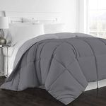 Day Care -Quilted Bedding Comforter for Winter 300|GSM Reversible Comforter (90" x 90" Inches/228cm x 228cm) - Queen Size Comforter|Silver/Dark Grey