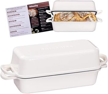 Articasting 11x5 Inch Cast Iron Bread Loaf Pan With Lid, 5.8 Qt Large Loaf Pan for Sourdough Bread Baking, Heavy Duty Dutch Oven Bread Pan For a Crispy Crust, White